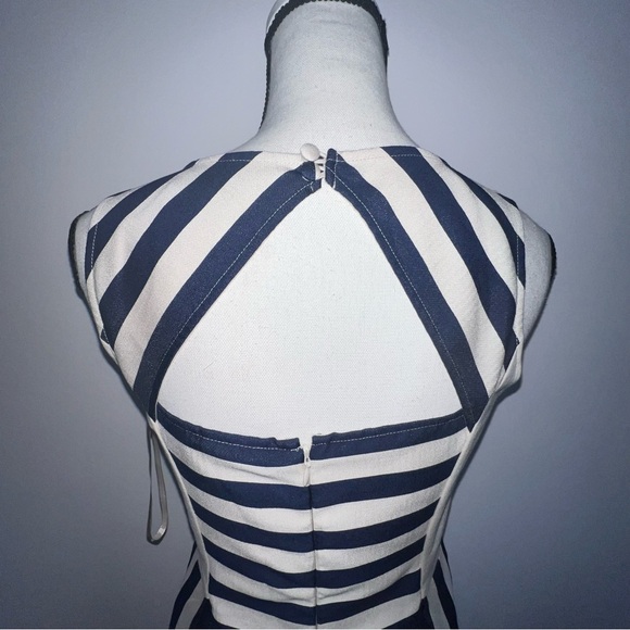 DKNY Navy and Cream Striped Fit and Flare Dress Size 4 - Picture 6 of 12